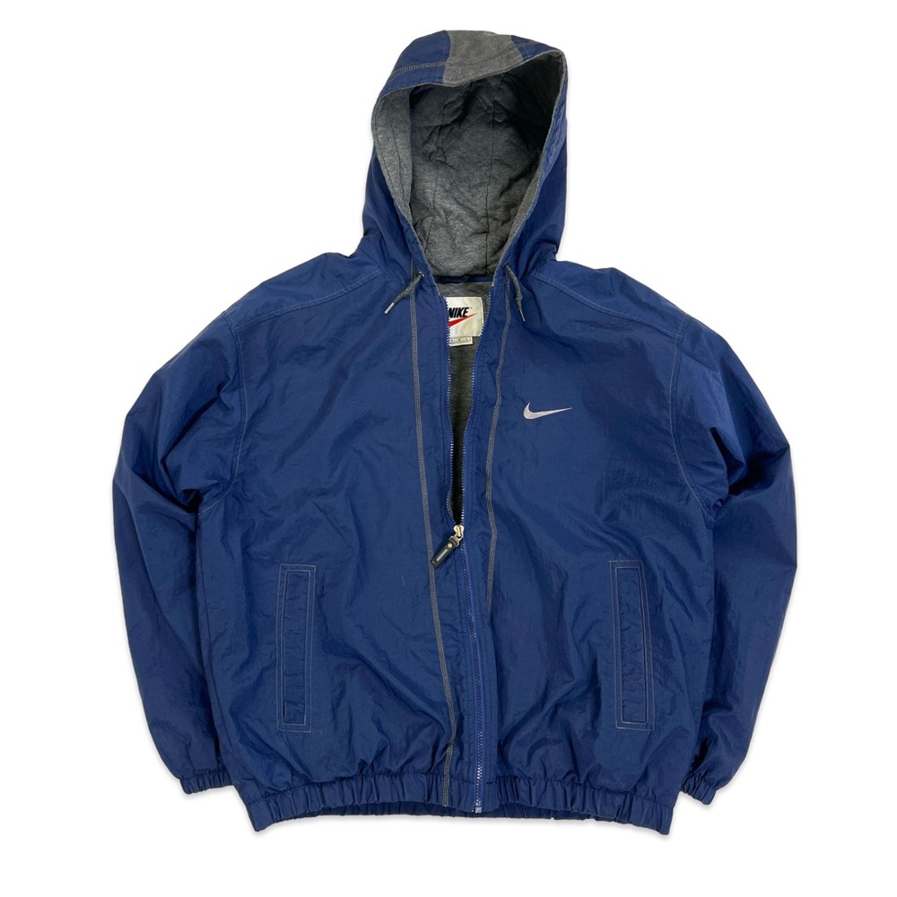 Vintage Y2K Reversible Nike Jacket with Large Back Hit - Blue/Grey Mens Large
